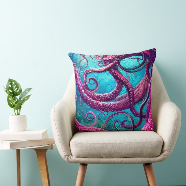 Kraken Tentacles Pink Octopus Kissen (Stuhl )