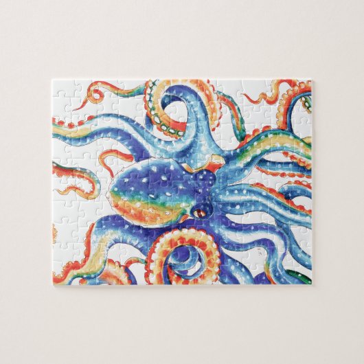 Kraken-Tentakel-Aquarell-bunte Kunst Puzzle (Horizontal)