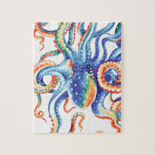 Kraken-Tentakel-Aquarell-bunte Kunst Puzzle