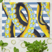 Kraken-Tentakel-blaue Streifen Geschirrtuch (Gefaltet)