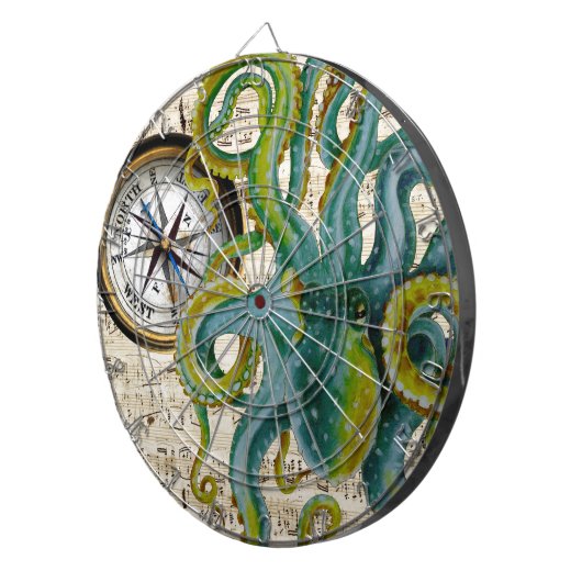 Kraken-Tentakel-Kompass-Musik Dartscheibe (Vorderseite rechts)