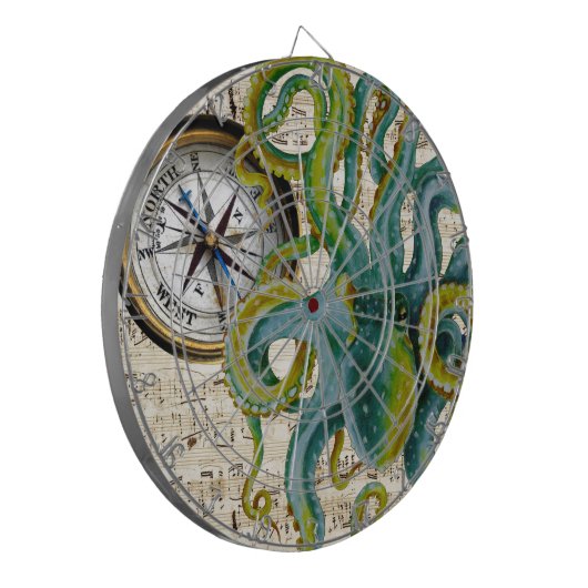 Kraken-Tentakel-Kompass-Musik Dartscheibe (Vorderseite Links)