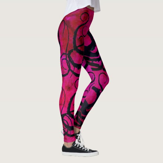 Kraken-Tentakeln auf heißem Rosa - Leggings (Rechts)