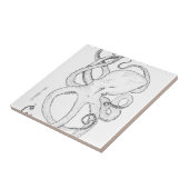 Kraken-Tinten-Zeichnen Schwarzweiss Fliese (Seite)