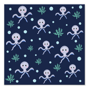 Kraken unter dem Meereskidsmuster Fotodruck