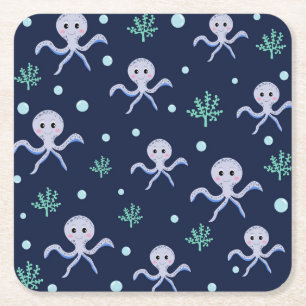 Kraken unter dem Meereskidsmuster Rechteckiger Pappuntersetzer