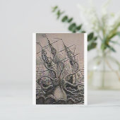 KRAKEN Vintag Print Postkarte (Stehend Vorderseite)