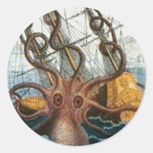 Kraken von Pierre Denys de Montfort, 1801 Runder Aufkleber