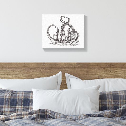 Kraken Wall Art | Kraken Art | Canvas Print Leinwanddruck (Insitu (Schlafzimmer))