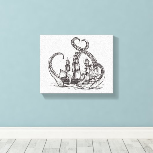 Kraken Wall Art | Kraken Art | Canvas Print Leinwanddruck (Insitu (Holzboden))