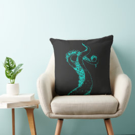Krakenarme aqua auf schwarzem Kissen