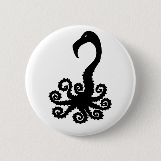 Krakenflamingo-Spaßkombinations-Tier-Cartoon Button (Vorderseite)