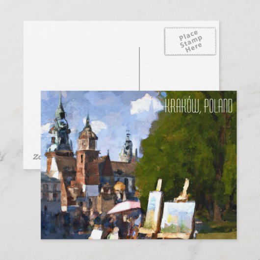 Kraków Polen Ölgemälde Postcard 2 Postkarte (Vorne/Hinten)