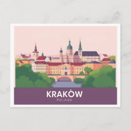 Kraków Polen Pastellreise - Schloss Wawel Postkarte