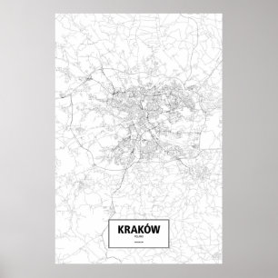 Kraków, Polen (Schwarzes auf Weiß) Poster