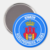 Kraków Round Emblem Magnet (Vorderseite/Rückseite)