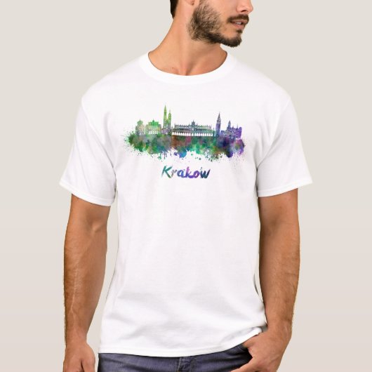 Krakow skyline im Watercolor T-Shirt (Vorderseite)