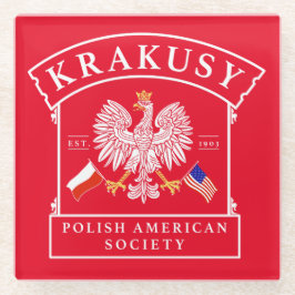 Krakusy Polish American Society Glass Untersetzer