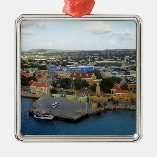 Kralendijk Harborfront Silbernes Ornament (Vorne)