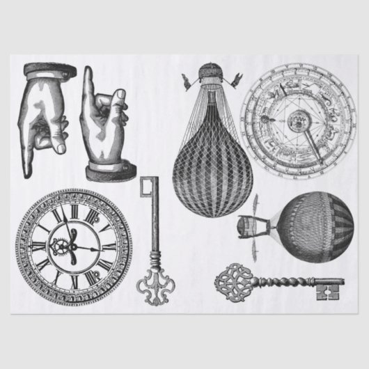 Kram-Zeitschrift Steampunk Element-Blatt Seidenpapier (Vorderseite)