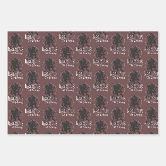 Krampus 3 Styles Weihnachtsfeiertag Geschenkpapier Set (Vorderseite 3)