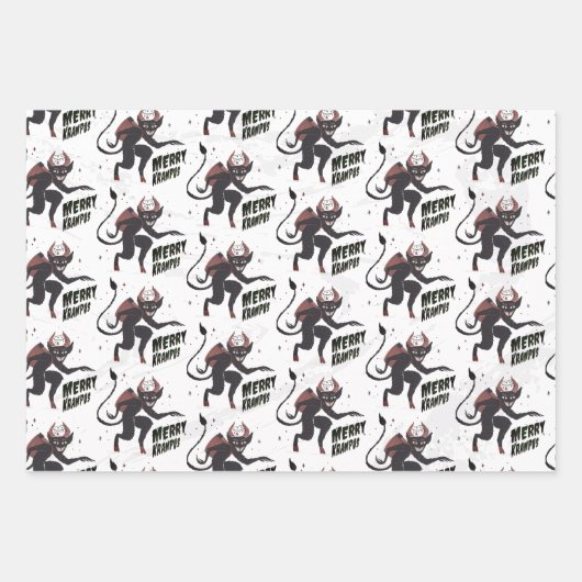 Krampus 3 Styles Weihnachtsfeiertag Geschenkpapier Set (Vorderseite)