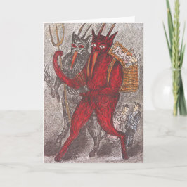 Krampus bei Kindern Feiertagskarte