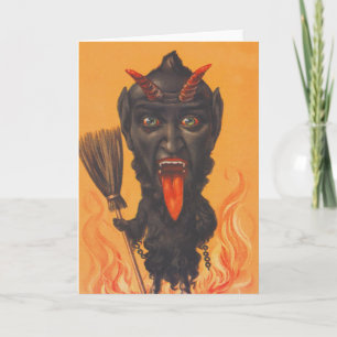 Krampus Besen Hölle Ketten Feiertagskarte