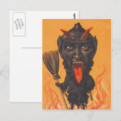 Krampus Besen Hölle Ketten Postkarte (Vorne/Hinten)