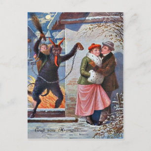 Krampus bestraft böse Erwachsene Postkarte