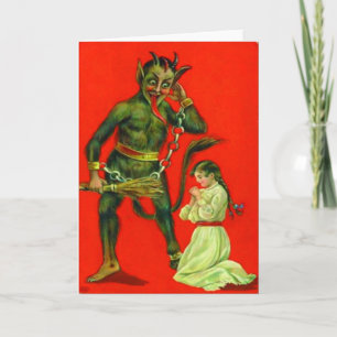 Krampus bestraft ein schlechtes Mädchen Feiertagskarte