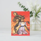 Krampus bestraft Frau Postkarte (Stehend Vorderseite)