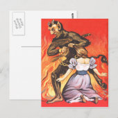 Krampus bestraft Frau Postkarte (Vorne/Hinten)