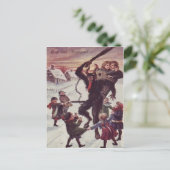 Krampus bestraft Kinder im Schnee Postkarte (Stehend Vorderseite)