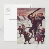 Krampus bestraft Kinder im Schnee Postkarte (Vorne/Hinten)