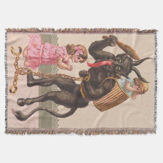 Krampus bestraft Kinder mit Rute und Kette Decke (Vorderseite)