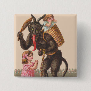 Krampus bestraft Kinder Rutenkette Button