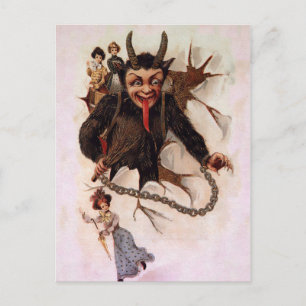 Krampus bricht durch postkarte