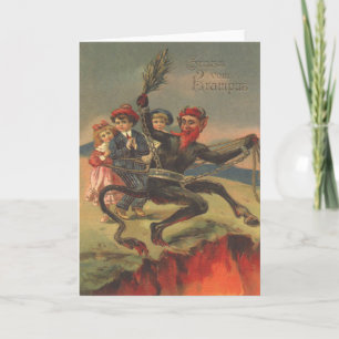 Krampus bringt böse Kinder in die Hölle Feiertagskarte