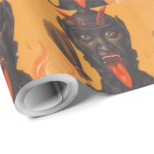 Krampus Broom Hell Fire Geschenkpapier (Rolleneckpunkt)