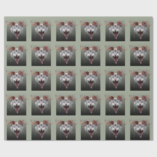 Krampus Cat Wrapping Paper Geschenkpapier (Flach)