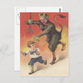 Krampus Chasing Child Postkarte (Vorne/Hinten)