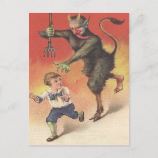Krampus Chasing Child Postkarte (Vorderseite)