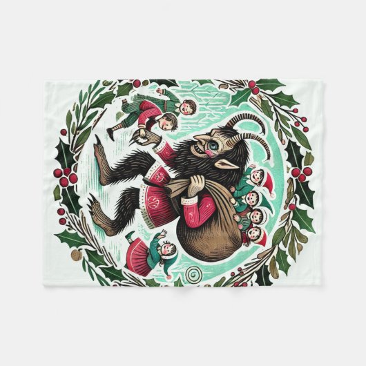 Krampus Christmas Fleecedecke (Vorderseite (Horizontal))