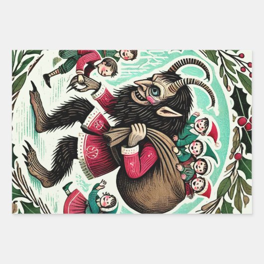Krampus Christmas Geschenkpapier Set (Vorderseite 3)