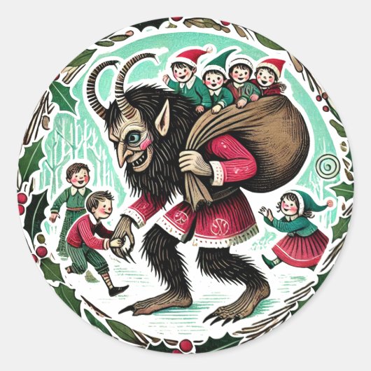 Krampus Christmas Runder Aufkleber (Vorderseite)