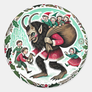 Krampus Christmas Runder Aufkleber