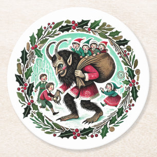 Krampus Christmas Runder Pappuntersetzer