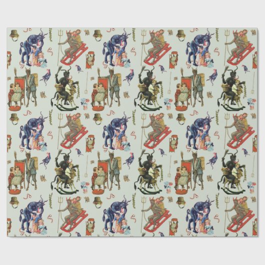 Krampus Collage Wrapping Paper Geschenkpapier (Flach)