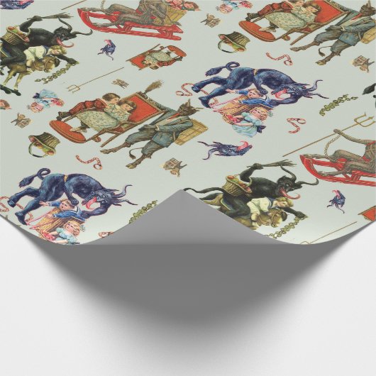 Krampus Collage Wrapping Paper Geschenkpapier (Ecke)
